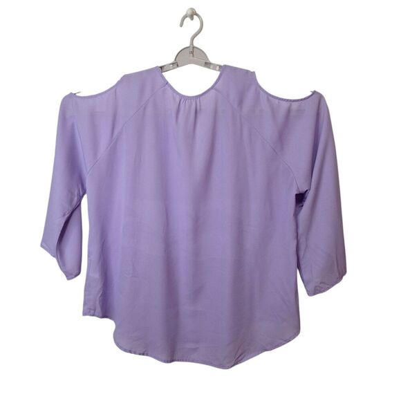 Melissa McCarthy Seven7 Cold Shoulder‎ Blouse 2X Light Purple Sheer Flare Sleeve - Picture 1 of 14